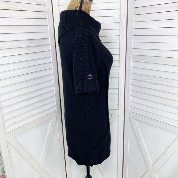 INC International Concepts Split Cowl Neck Tunic Sweater Black PL Short Sleeve - Picture 3 of 10